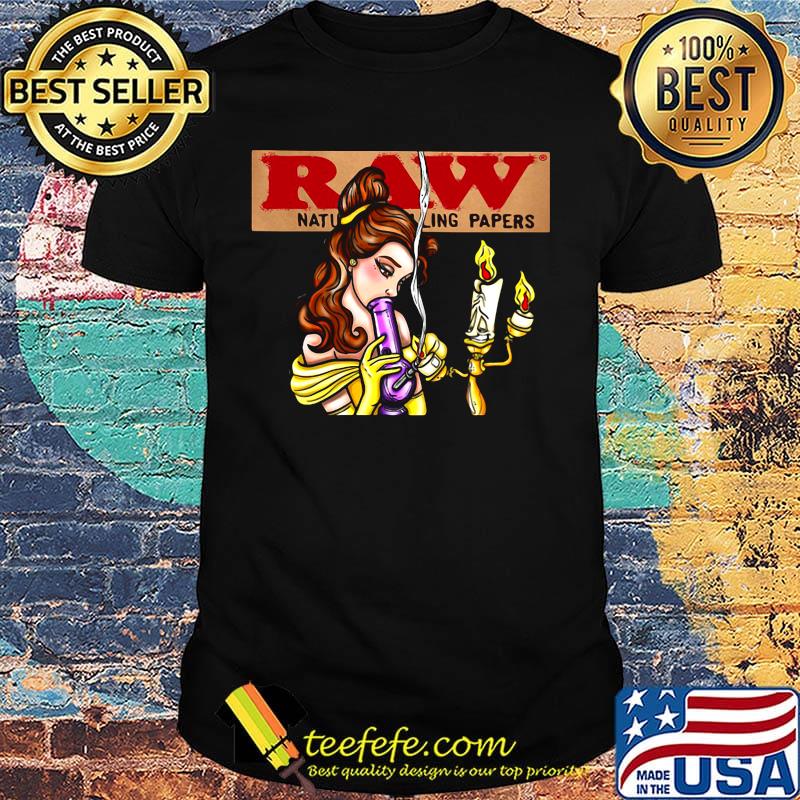 Woman smoking raw natural papers shirt
