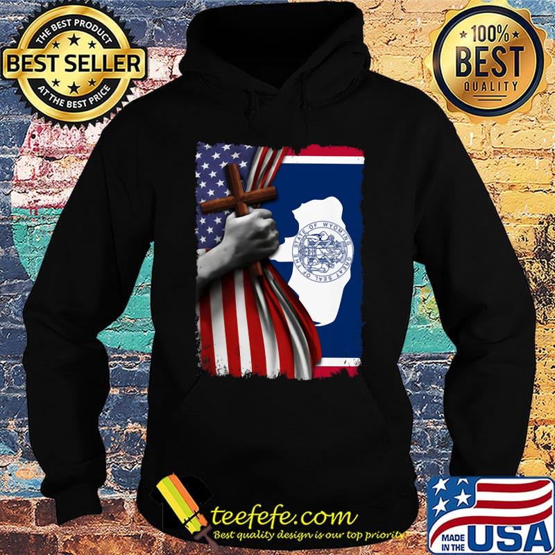 Wyoming american flag cross happy independence day s Hoodie Wyoming american flag cross happy independence day s Hoodie