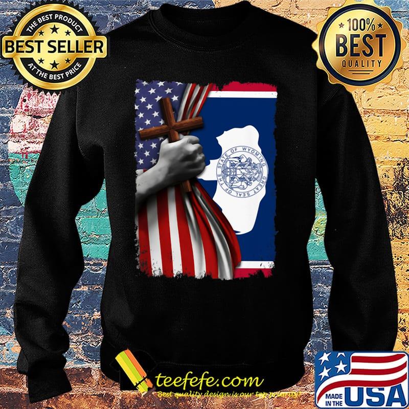 Wyoming american flag cross happy independence day s Sweater Wyoming american flag cross happy independence day s Sweater