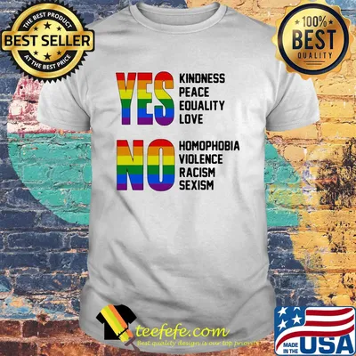 Yes Kindness Peace Equality Love No Homopobia Violence Racism Sexism LGBT Shirt