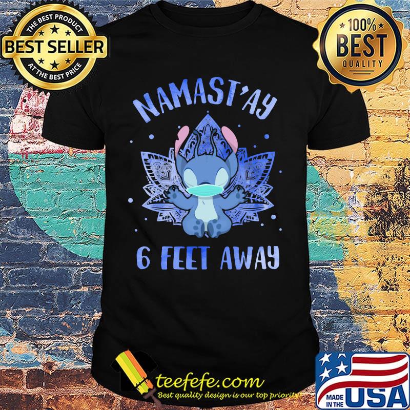 Yoga chill stitch mask namastay 6 feet away light shirt