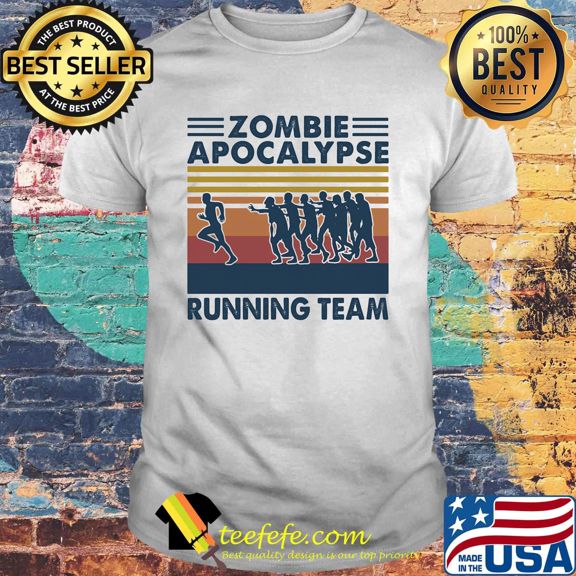 Zombie apocalypse running team vintage retro shirt