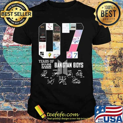 07 years of 2013 2020 18 albums 199 songs bangtan boys signatures shirt