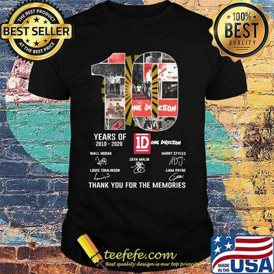10 years of 2010 2020 one direction thank you for the memories signatures shirt