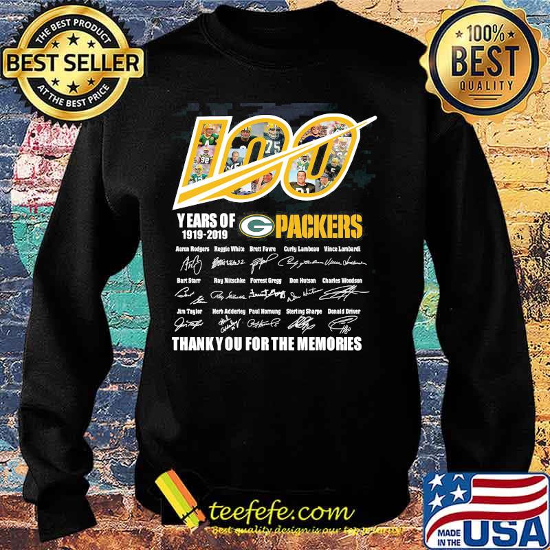 100 years of 1919 2019 green bay packers thank you for the memories signatures s Sweater 100 years of 1919 2019 green bay packers thank you for the memories signatures s Sweater