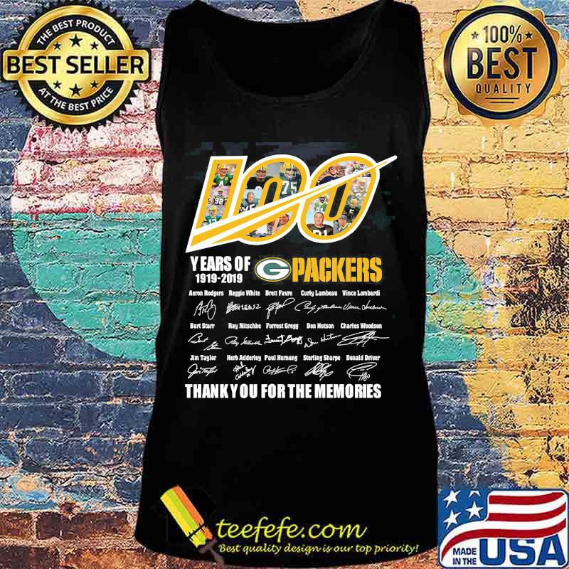 100 years of 1919 2019 green bay packers thank you for the memories signatures s Tank top 100 years of 1919 2019 green bay packers thank you for the memories signatures s Tank top