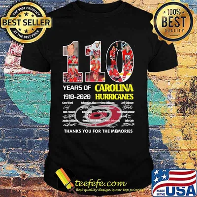 110 years of 1910 2020 carolina hurricanes thank you for the memories signatures shirt
