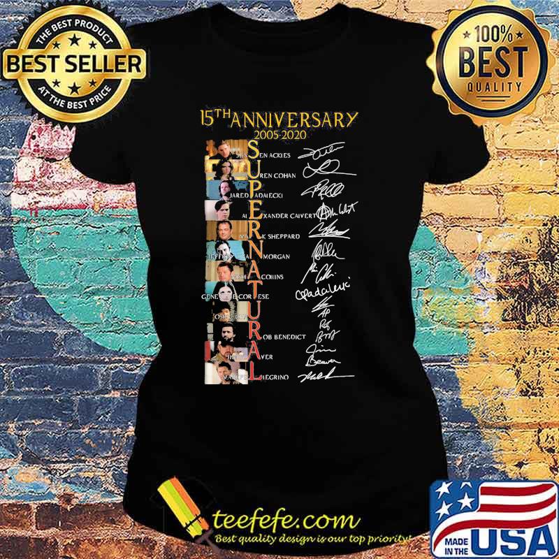 15th anniversary 2005 2020 supernatural characters signatures s Ladies tee 15th anniversary 2005 2020 supernatural characters signatures s Ladies tee