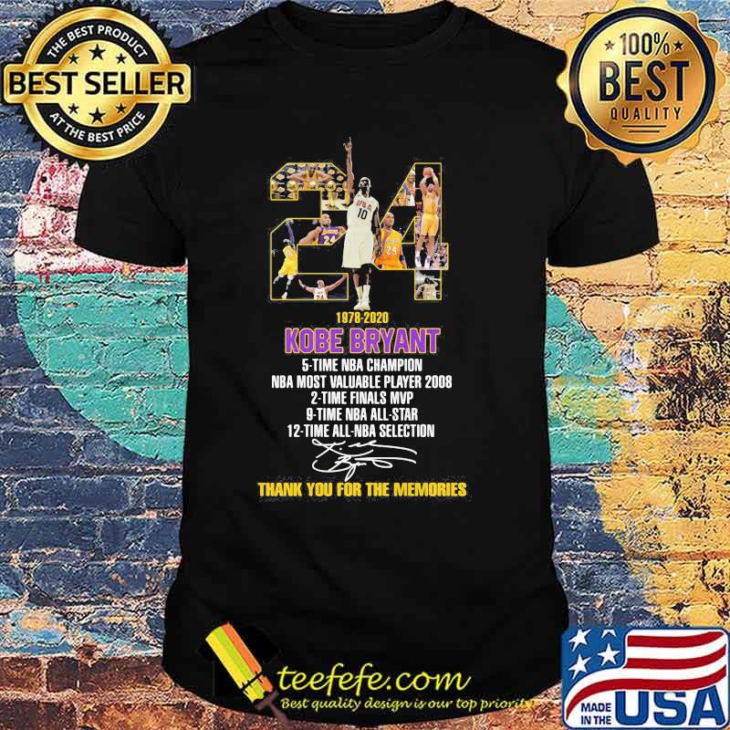 24 1978 2020 kobe bryant thank you for the memories signatures shirt