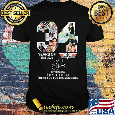 34 years of 1986 2020 top gun tom cruise thank you for the memories signature shirt