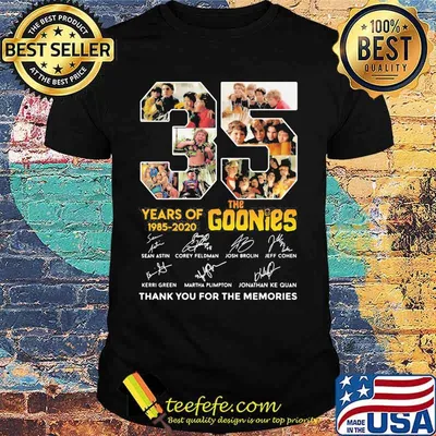 35 years of 1985 2020 the goonies thank you for the memories signatures shirt