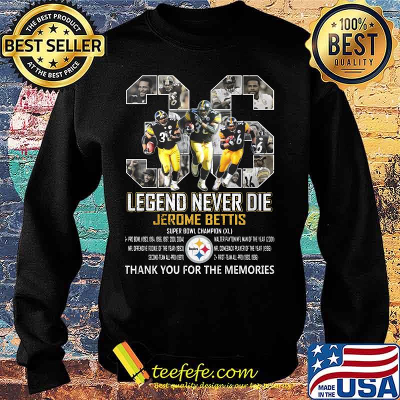 36 legends never die jerome bettis pittsburgh steelers thank you for the memories signatures s Sweater 36 legends never die jerome bettis pittsburgh steelers thank you for the memories signatures s Sweater