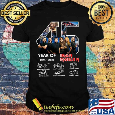 45 year of 1975 2020 iron maiden thank you for the memories signatures shirt