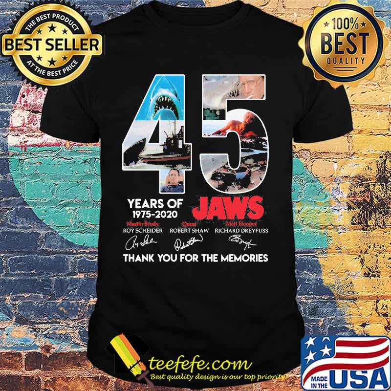 45 years of 1975 2020 jaws thank you for the memories signatures shirt 45 years of 1975 2020 jaws thank you for the memories signatures shirt