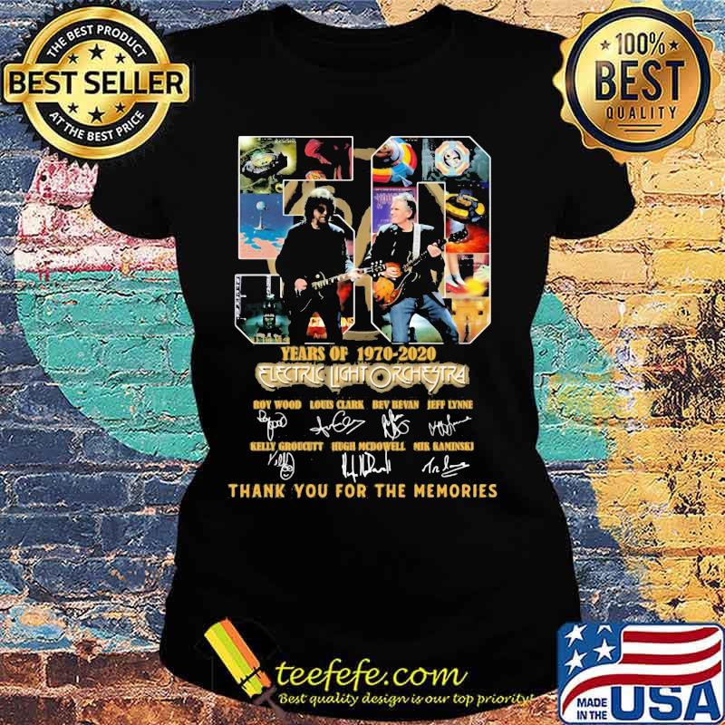 50 years of 1970 2020 electric light orchestra thank you for the memories signatures s Ladies tee 50 years of 1970 2020 electric light orchestra thank you for the memories signatures s Ladies tee