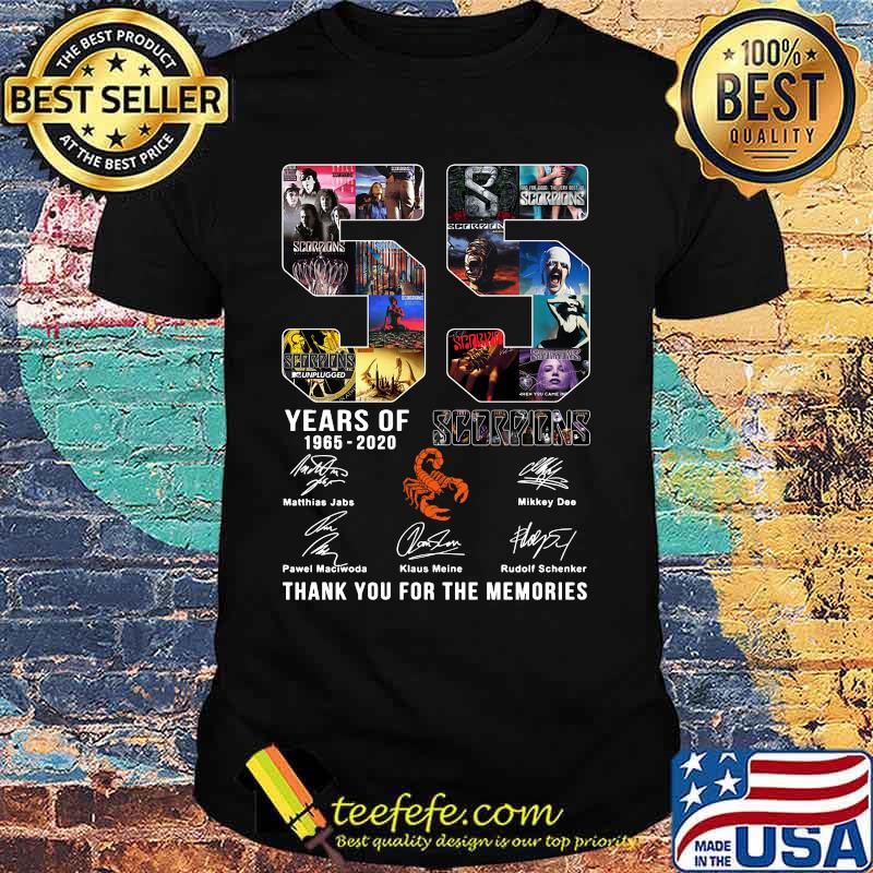 55 years of 1965 2020 scorpions thank you for the memories signatures shirt