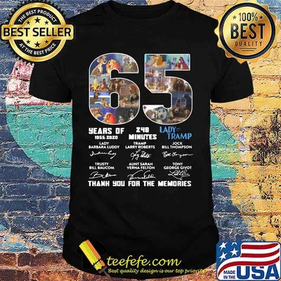 65 years of 1955 2020 248 minutes lady tramp thank you for the memories signatures shirt
