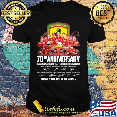 70th anniversary 1950 monaco grand prix 2020 british grand prix thank you for the memories signatures shirt
