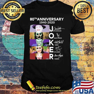 80th anniversary 1940 2020 joker characters signatures shirt