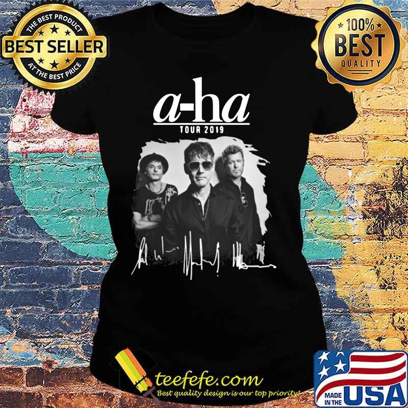 A=ha tour 2019 band members signatures s Ladies tee A=ha tour 2019 band members signatures s Ladies tee