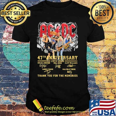 Acdc 47th anniversary 1973 2020 thank you for the memories signatures shirt
