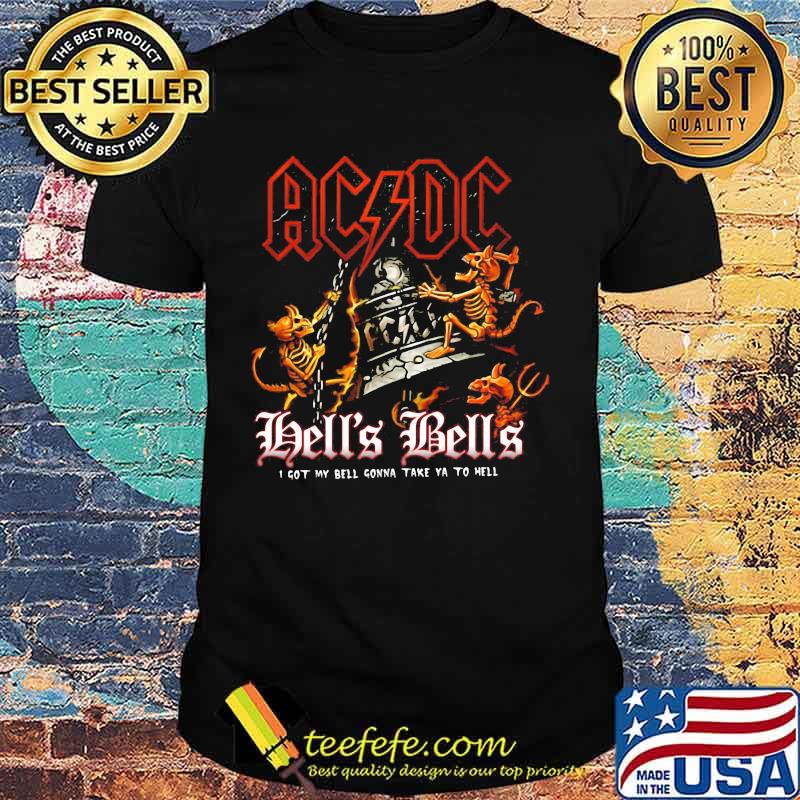 Acdc band hell's bells i got my bell gonna take ya to hell santa skeleton shirt
