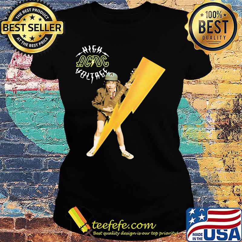 Acdc band high voltage angus young playing guitar s Ladies tee Acdc band high voltage angus young playing guitar s Ladies tee
