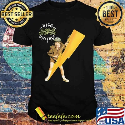 Acdc band high voltage angus young playing guitar shirt