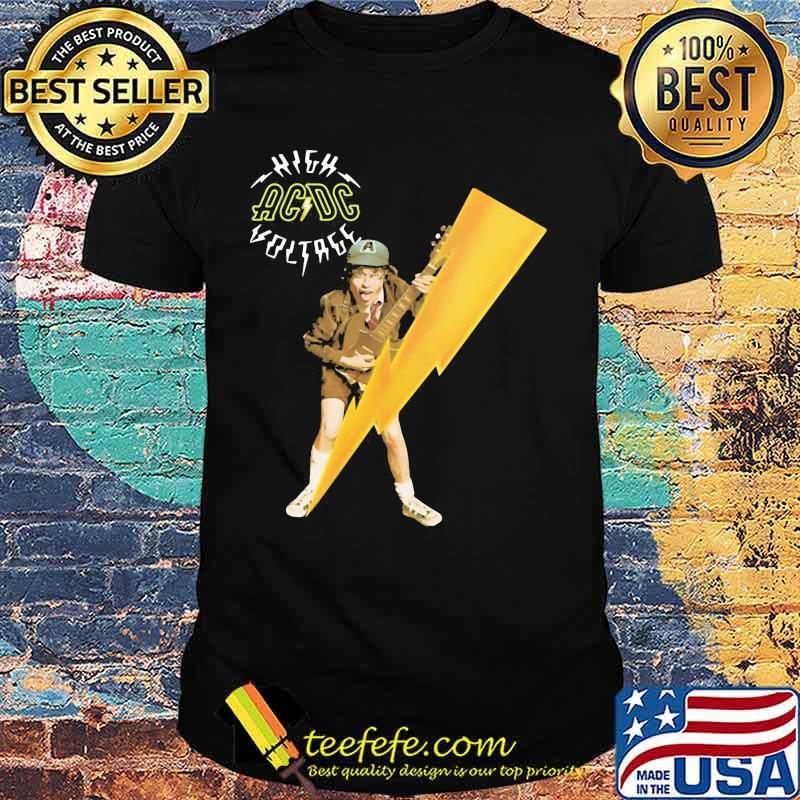 Acdc band high voltage angus young playing guitar shirt Acdc band high voltage angus young playing guitar shirt
