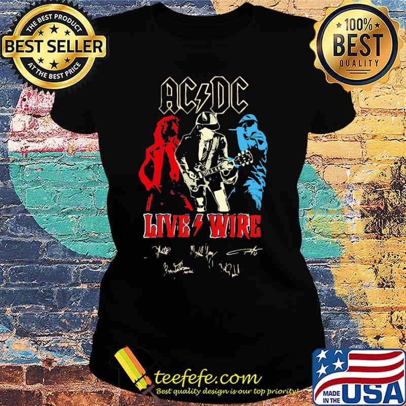 Acdc band live wire lightning signatures s Ladies tee Acdc band live wire lightning signatures s Ladies tee