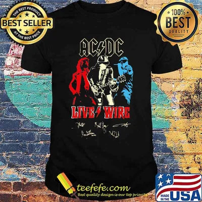 Acdc band live wire lightning signatures shirt