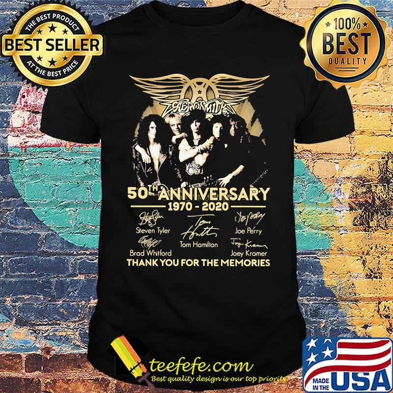 Aerosmith 50th anniversary 1970 2020 thank you for the memories signatures shirt Aerosmith 50th anniversary 1970 2020 thank you for the memories signatures shirt