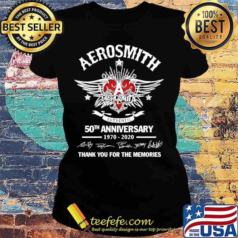 Aerosmith authentic 50th anniversary 1970-2020 signature thank you for the memories s Ladies tee Aerosmith authentic 50th anniversary 1970-2020 signature thank you for the memories s Ladies tee