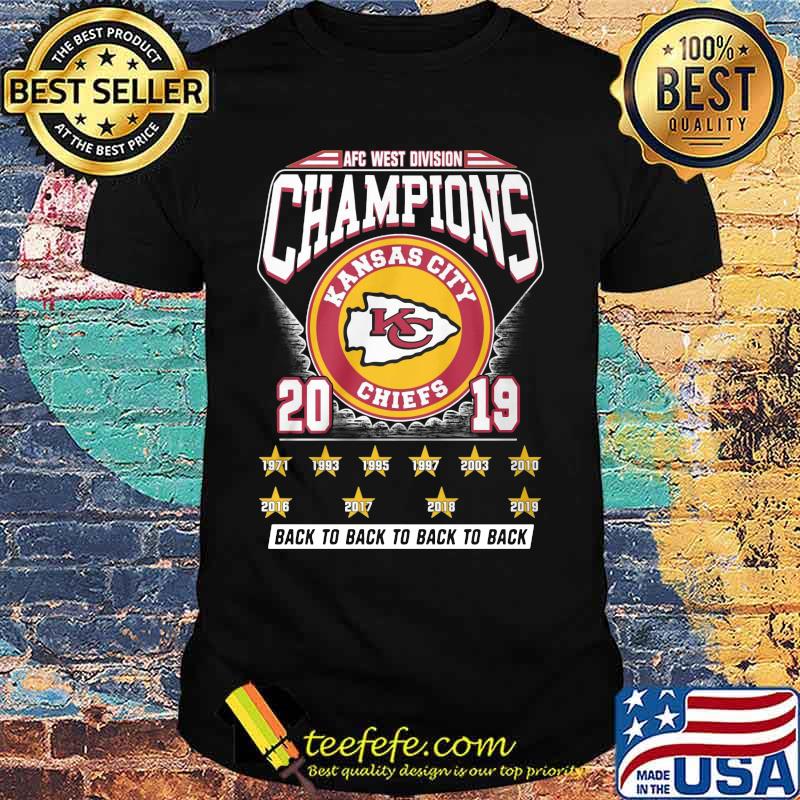 Afc west division champions kansas city chiefs 2019 back to back to back shirt