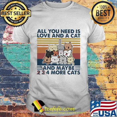 ALL YOU NEED IS LOVE AND A CAT AND MAYBE 2 3 4 MORE CATS VINTAGE RETRO SHIRT