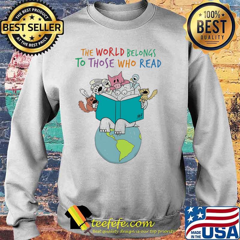 Animals reading book the world belongs to those who read s Sweater Animals reading book the world belongs to those who read s Sweater