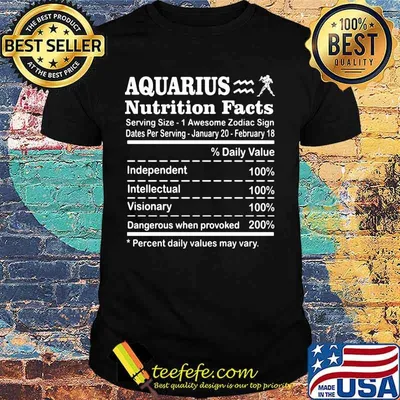Aquarius Nutrition Facts Serving Size 1 Awesome Zodiac Sign Dates Per Serving January 20 February 18 shirt