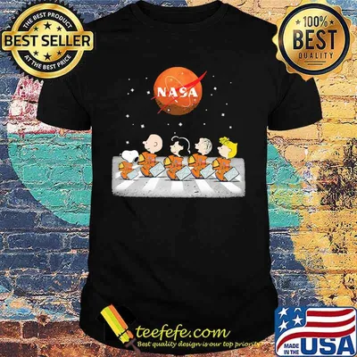 Astronaut the peanuts crossing the line nasa logo shirt