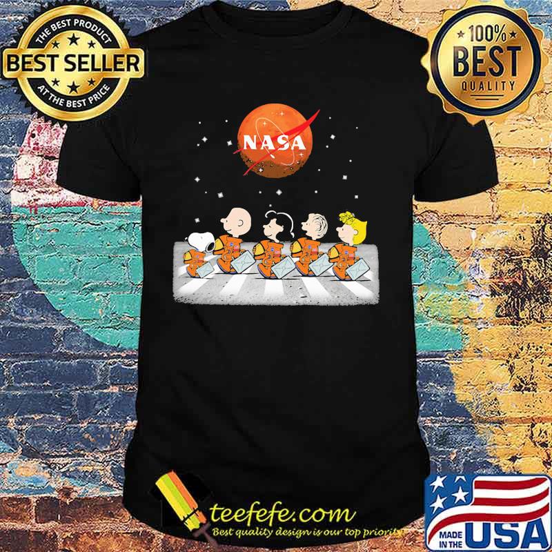 Astronaut the peanuts crossing the line nasa logo shirt