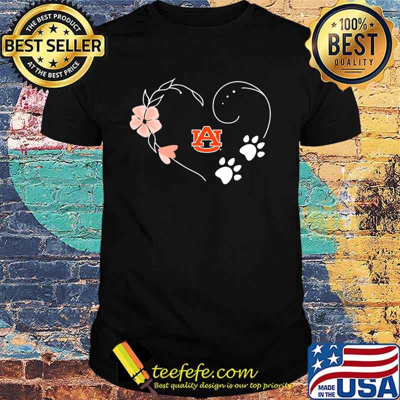 Auburn tigers logo paw heart flower shirt