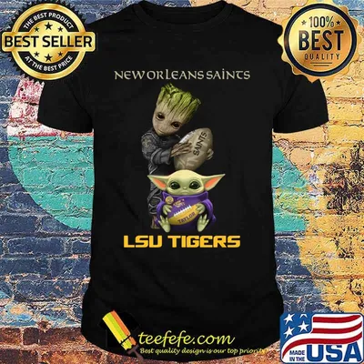 Baby groot and baby yoda new orleans saints lsu tigers shirt