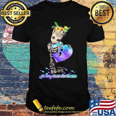 Baby groot hug heart no story should end too soon sunflowers shirt