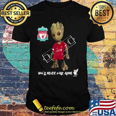 Baby groot liverpool fc you'll never walk alone shirt