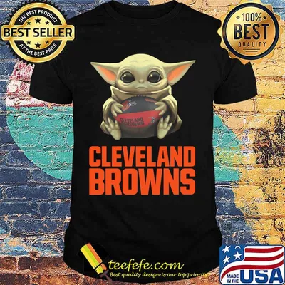 Baby yoda hug cleveland browns logo shirt