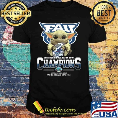 Baby yoda hug fau 2019 cheribundi boca raton bowl champions shirt