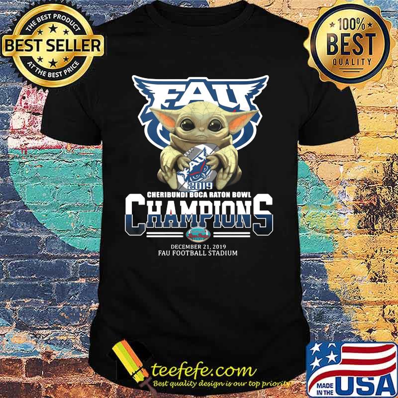 Baby yoda hug fau 2019 cheribundi boca raton bowl champions shirt