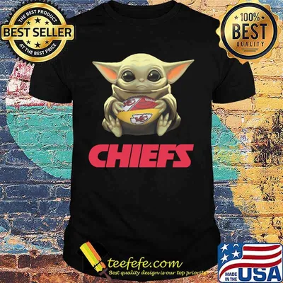 Baby yoda hug kansas city chiefs football shirt