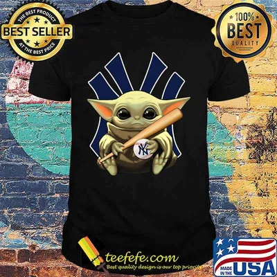 Baby yoda hug new york yankees baseball shirt
