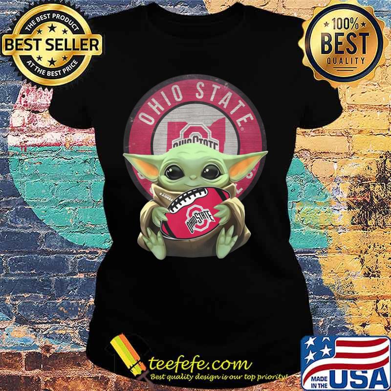 Baby yoda hug ohio state buckeyes football s Ladies tee Baby yoda hug ohio state buckeyes football s Ladies tee