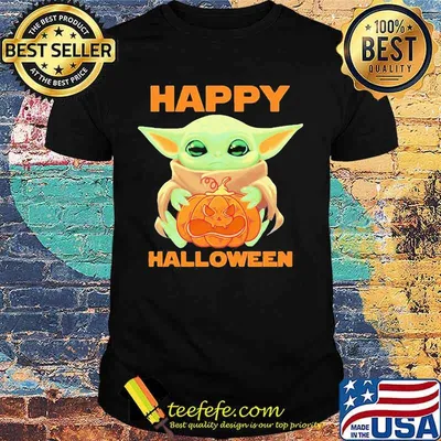 Baby yoda hug pumpkin happy halloween shirt